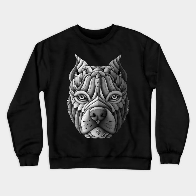 Ornate Pitbull Crewneck Sweatshirt by Psydrian